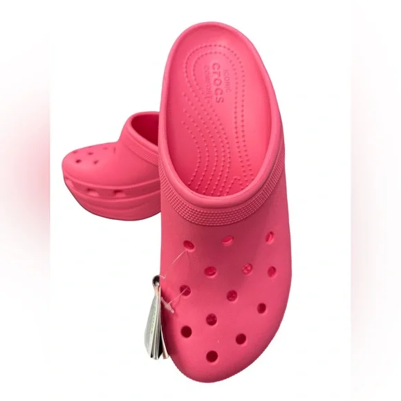 CROCS NWT Hot Pink Siren Chunky Comfort Crocs Elevated Mules (SH014) - Picture 2 of 6